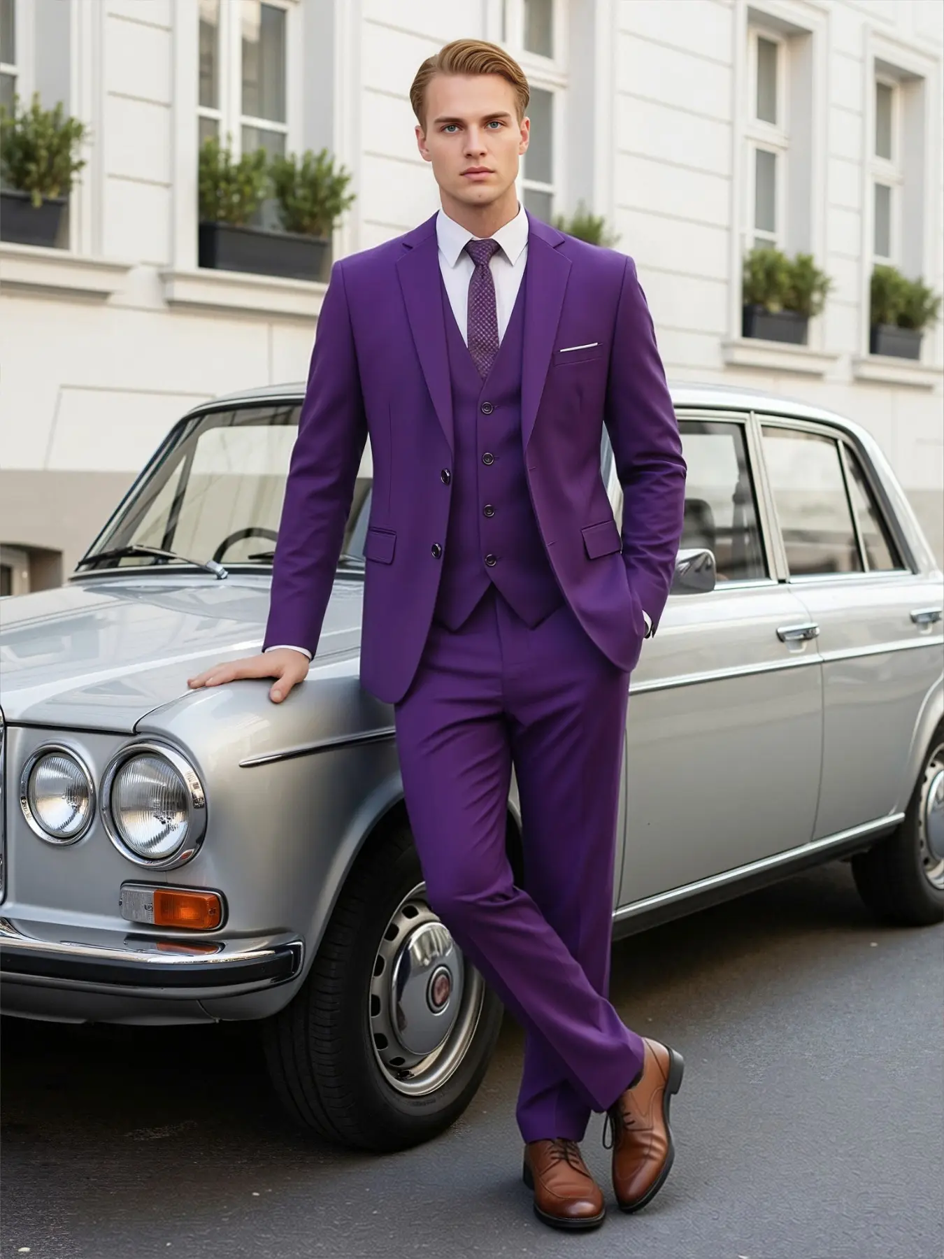 Men's Two-Button Suit 3-Piece Set, Menswear, Includes Blazer, Vest, Pants, Korean Fit, All Seasons, Casual & Formal, Business, Party, Gift