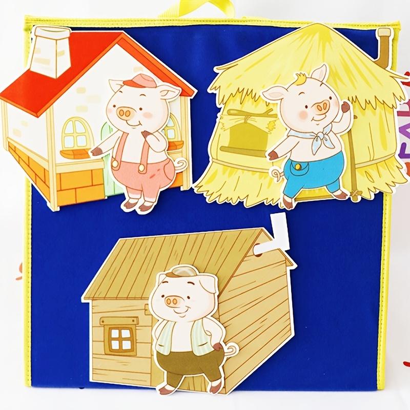 Three Little Pigs Build A House: Story-Themed Felt Teaching Aids, Role-Play Props, Interactive Classroom Supplies for Teachers, Back-to-School Teaching Tools