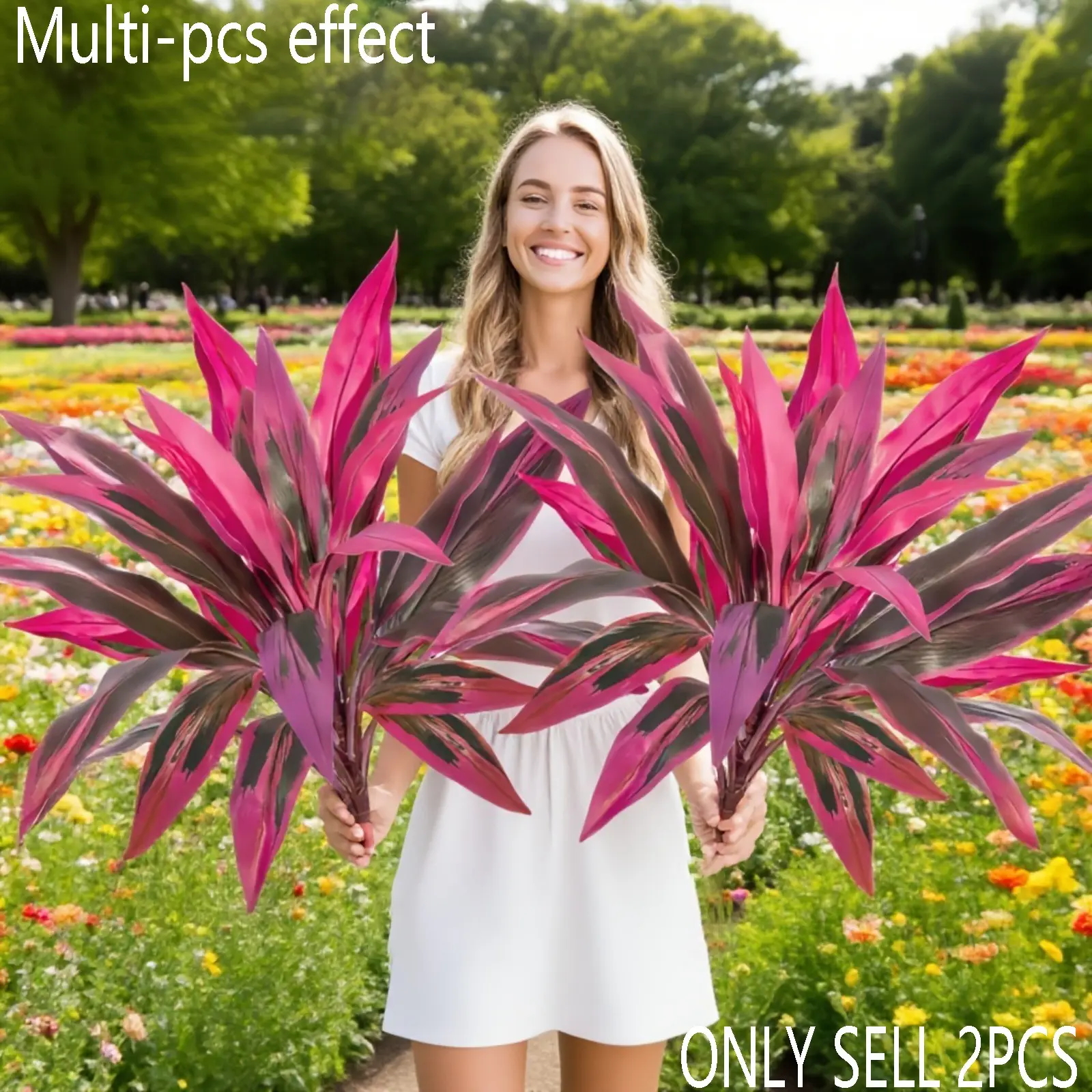 Set of Two - Lifelike Oversized Outdoor Synthetic Blooms, Artificial Plants, Decorative Fake Plants, Ideal for Garden, Patio, Wedding, Party, Porch Railing, Yard, Or Photography Decor, Made from Weatherproof Plastic