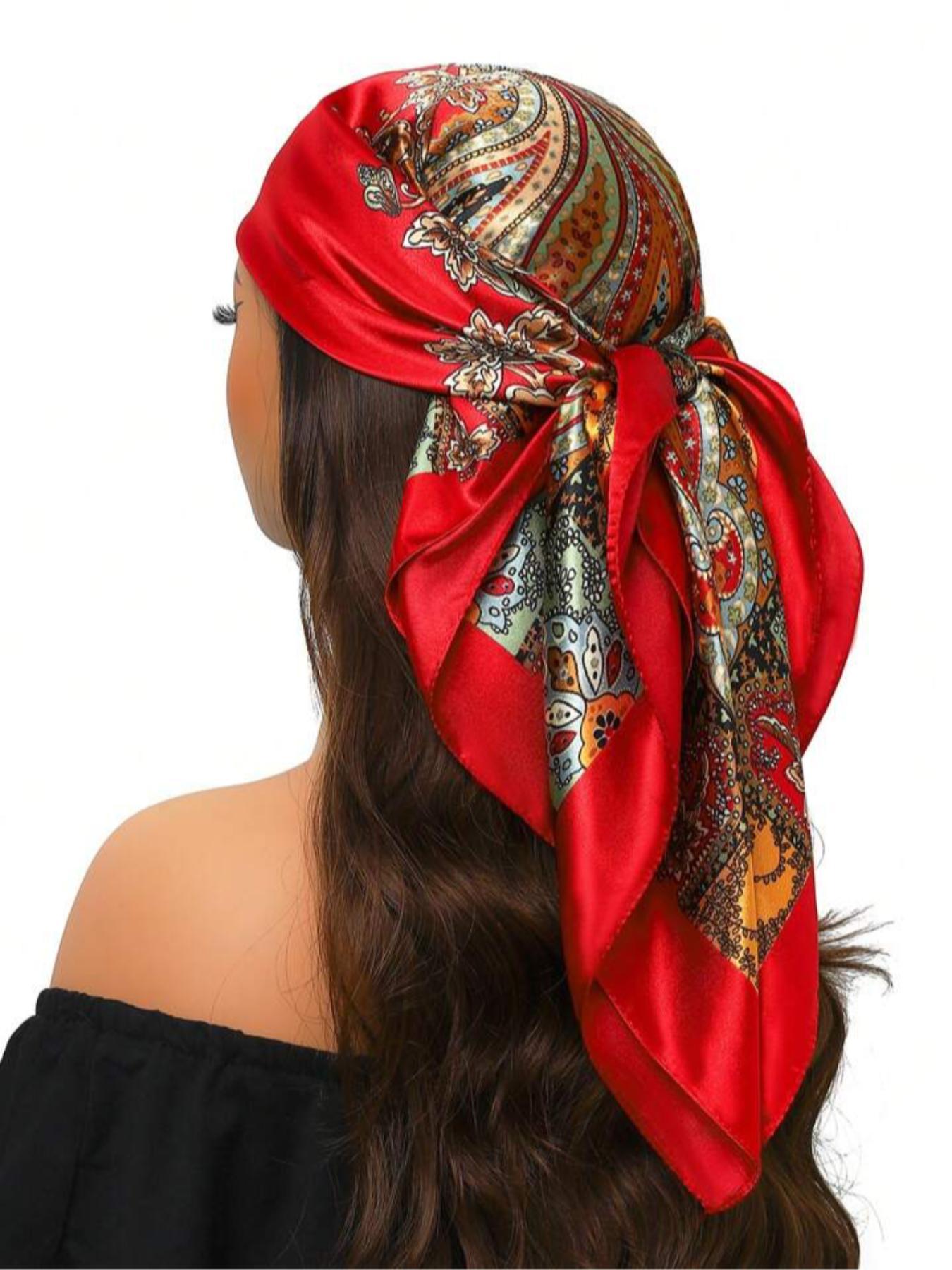 Women's Boho Style Paisley Print Square Scarf, Fashionable Soft Comfortable Hair Band for Daily Wear, Casual Versatile Hair Accessories for Women & Girls