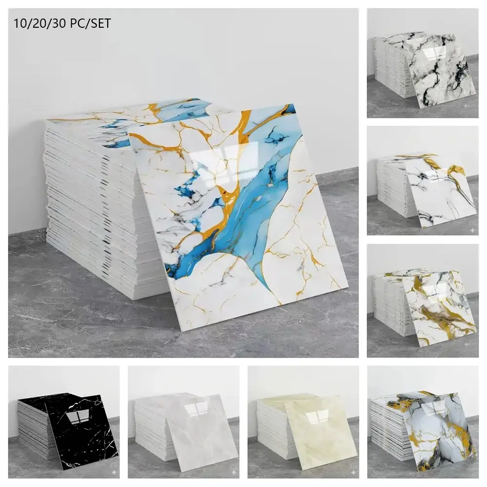30 Pcs Self-Adhesive Bathroom Tiles, Marble Pattern Wallpaper Stickers, Waterproof Wall Panels, Easy Installation, Modern Decor, Bathroom Peel and Stick Wallpaper Designs