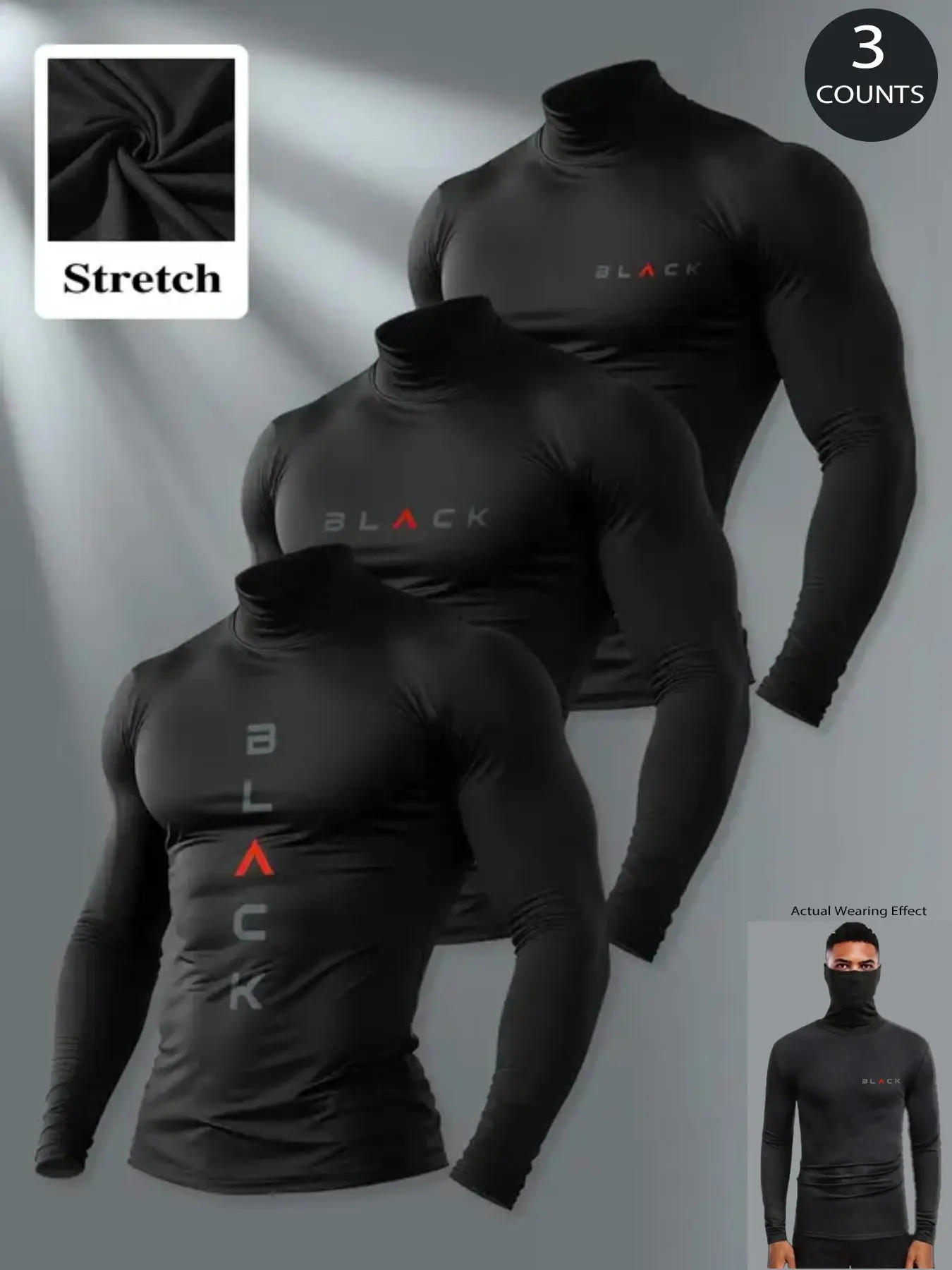 2026 Men's High Neck Tight Long Sleeve Sportswear Set, Minimalist Athleisure Style Sports for Active Lifestyle, Casual Activewear Set, Gym Training Outfit, Athleisure Activewear Clothing