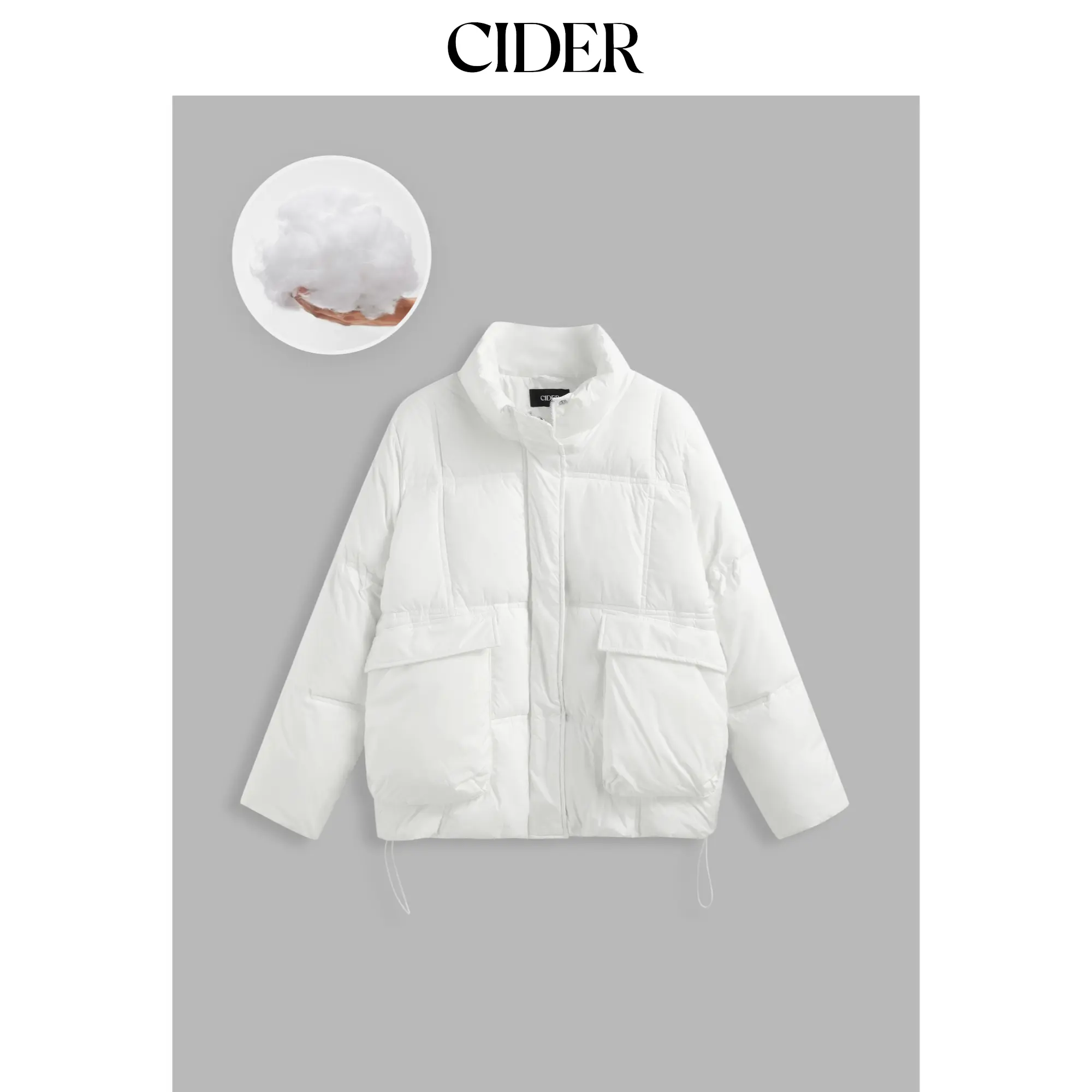 Cider [size 4-8] Stand Collar Quilted Drawstring Puffer Jacket SohoChic