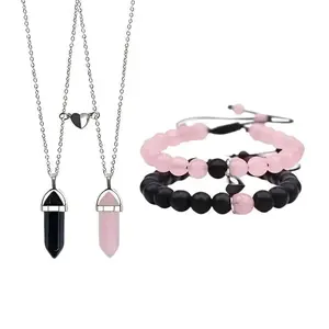 4Pcs Couples & Friendship Bracelets set, magnetic sun and moon design with synthetic jade beads. Meaningful matching accessories for lovers, best friends and long-distance relationships.