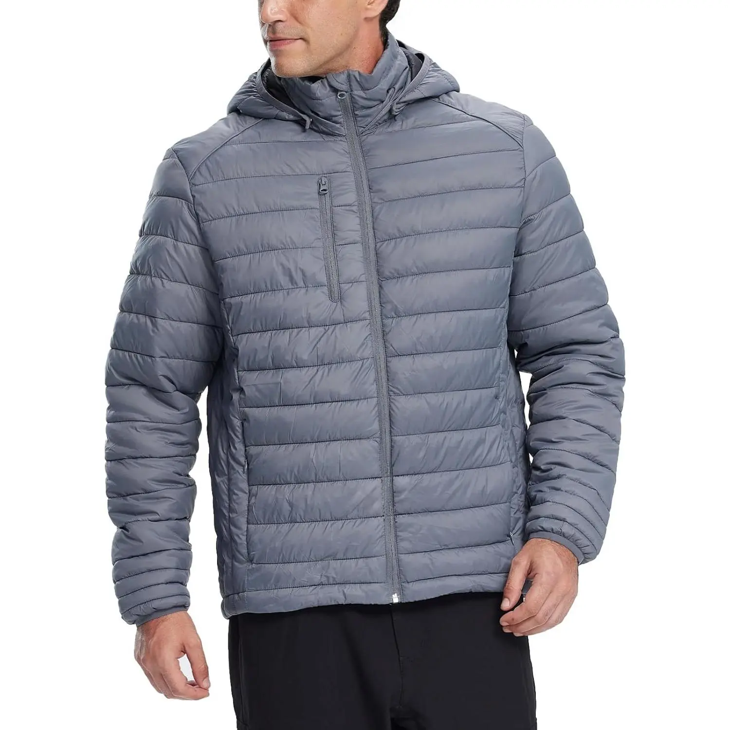 Men's Insulated Synthetic Down Puffer Jacket Winter Warm Coat Quilted Water Resistant Packable Hiking Camping(Gift)