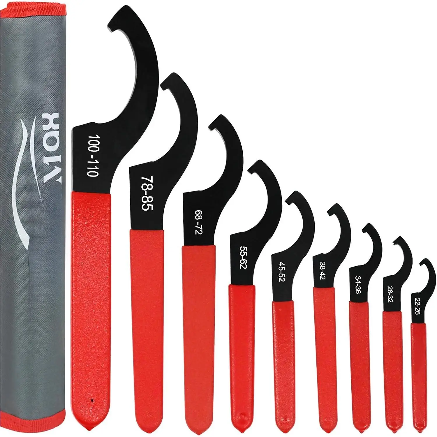 9-Count Coilover Adjustment Spanner Wrench Tool Set, Millimeters-Sized Coilover Set Tool for Shock Absorbers, Red