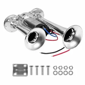 Train Horn for Truck ,Super Loud Car Electric Horn With Compressor Replacement, 12V Dual Trumpets Air Horn Kit For Truck Boat Train Speaker Cars Van Ship, black