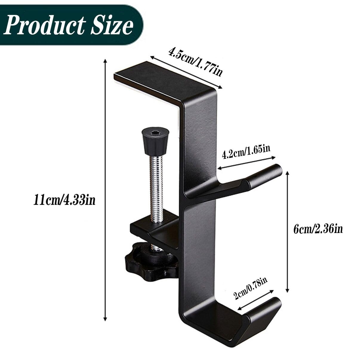 Adjustable Desk Edge Hooks Set of 4, Storage Solution, Portable Headphone Holder, Christmas Decorations Hanger, Backpack Hook, Space Saving Organizer