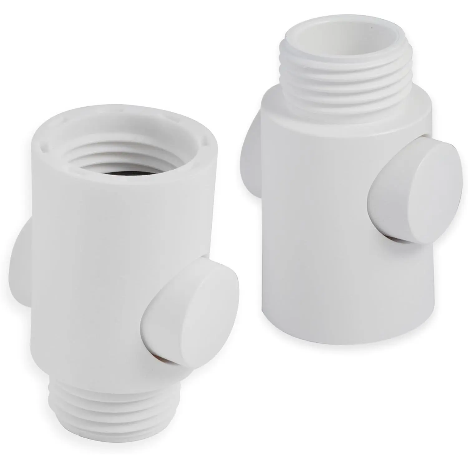 2 Pack Handle held Showerhead Shut Off Valve - Large Button -  Hand Flow Control - Water Saver flow restrictor -RV, Camper accessories. (Matte White)