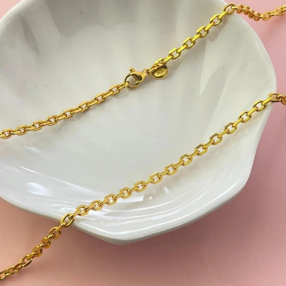 Low-Key Luxury 3MM Curb Chain Necklace For Women 24K Gold AU999, Understated elegant for everyday