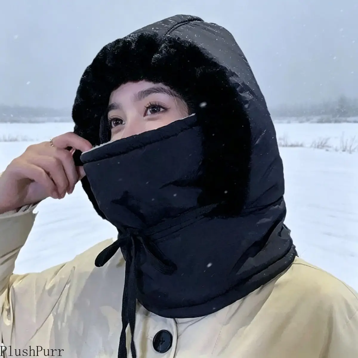 Unisex Aviator Hat, Windproof Polyester Fleece Trapper with Warm Ear Flaps for Winter Outdoor Skiing and Hiking