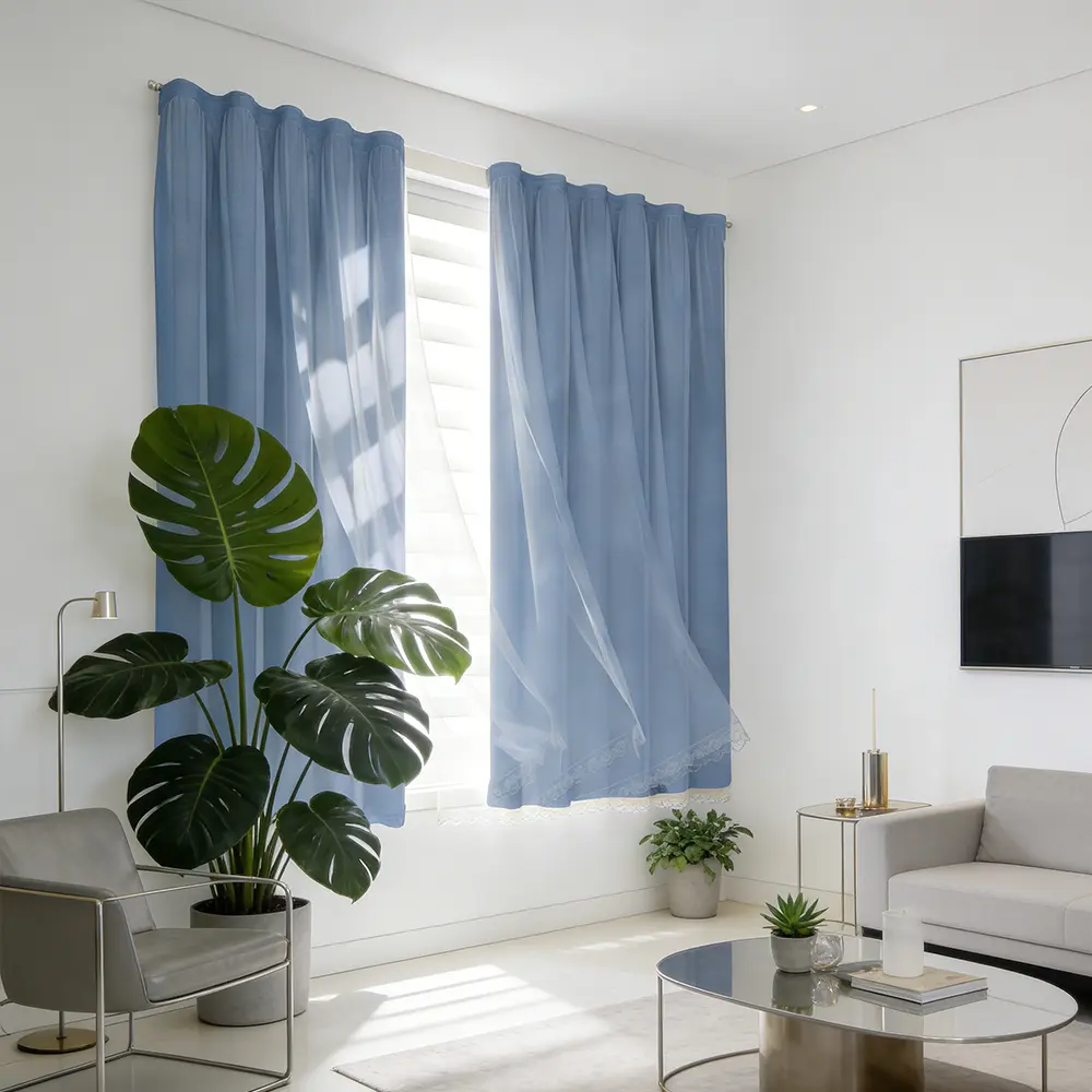 Snooztex Elegant Blackout Window Curtain, Self Adhesive No Drill Curtain with Thermal Insulation, Soft Fabric Privacy Curtain for Home Bedroom Decor