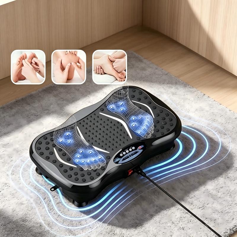 Vibration Plate Exercise  Board Full Body Workout Platform with Resistance Bands & Remote Control Sturdy Durable Frame Non-Slip Massage-Textured Surface 330 LBS Capacity