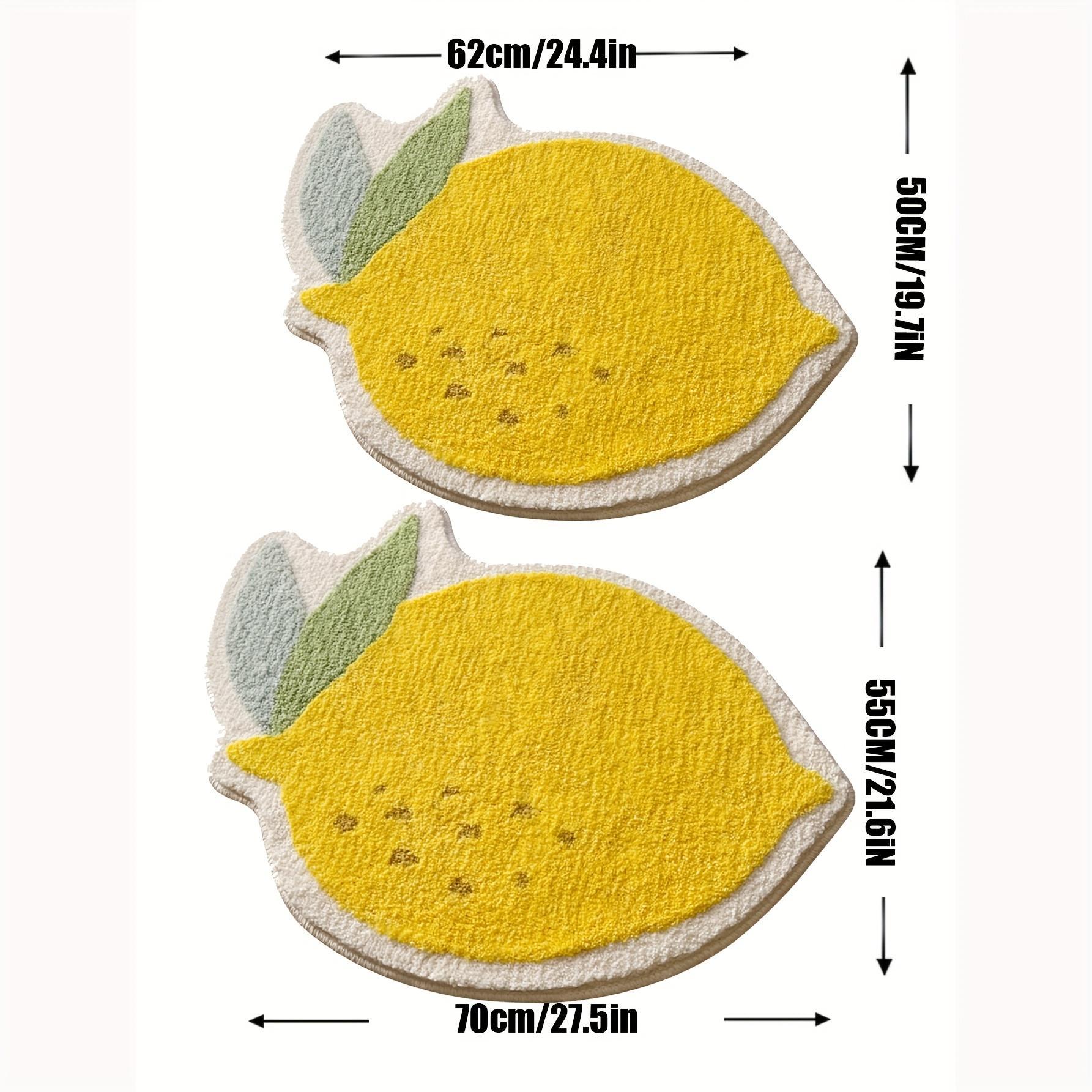 Lemon Fruit Plush - Soft Thick Cushioned with Lemon Slice, Machine Washable Non-Slip Absorbent Carpet Suitable for Bathroom, Bedroom, Kitchen, Entryway - Thick Plush Texture (19.7x24.4 Inch)