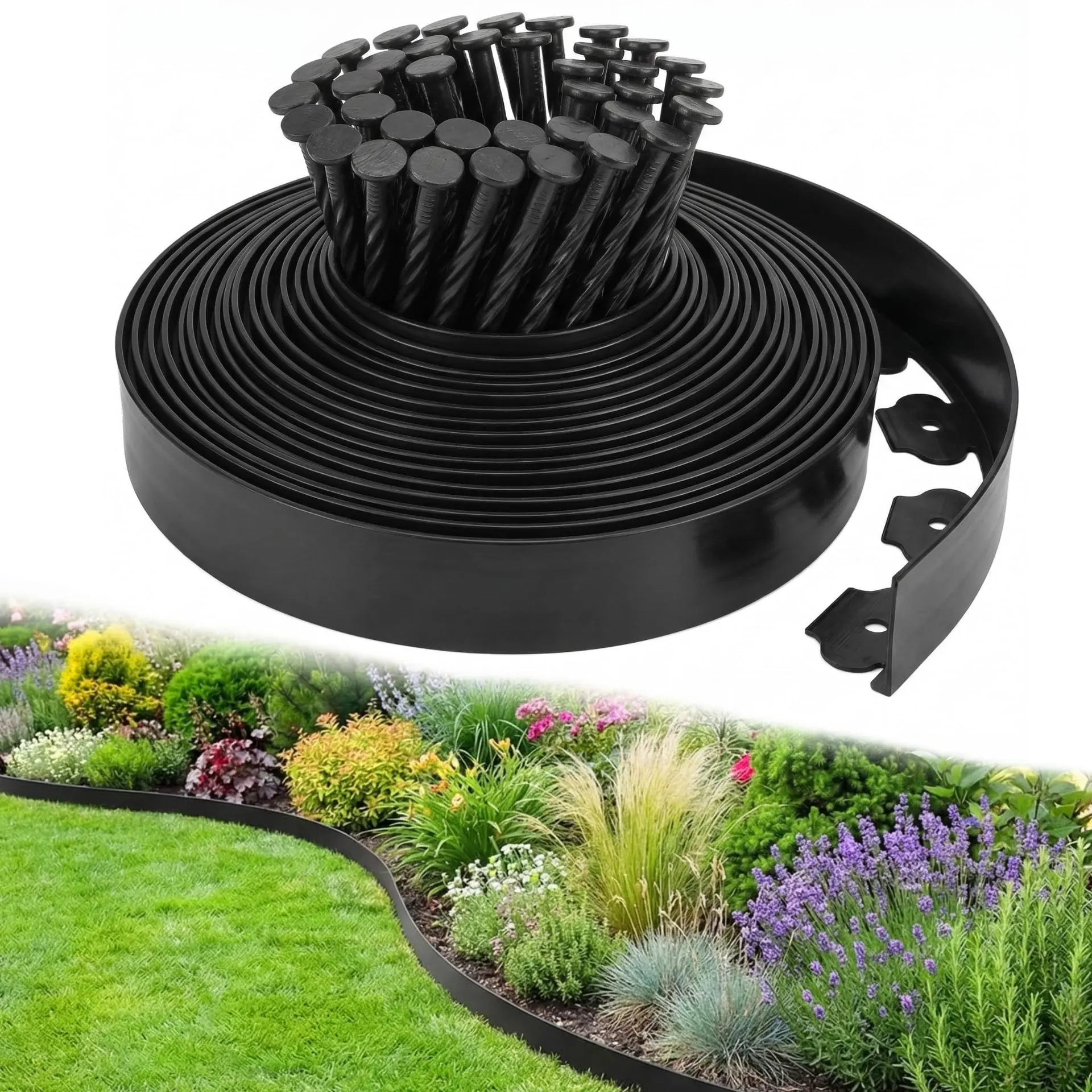1 Piece Garden Border Edging Strip, Landscape Divider Board, Tree Protector, Water Barrier, Lawn Edge Marker, Outdoor Home Exterior Gardening Tool