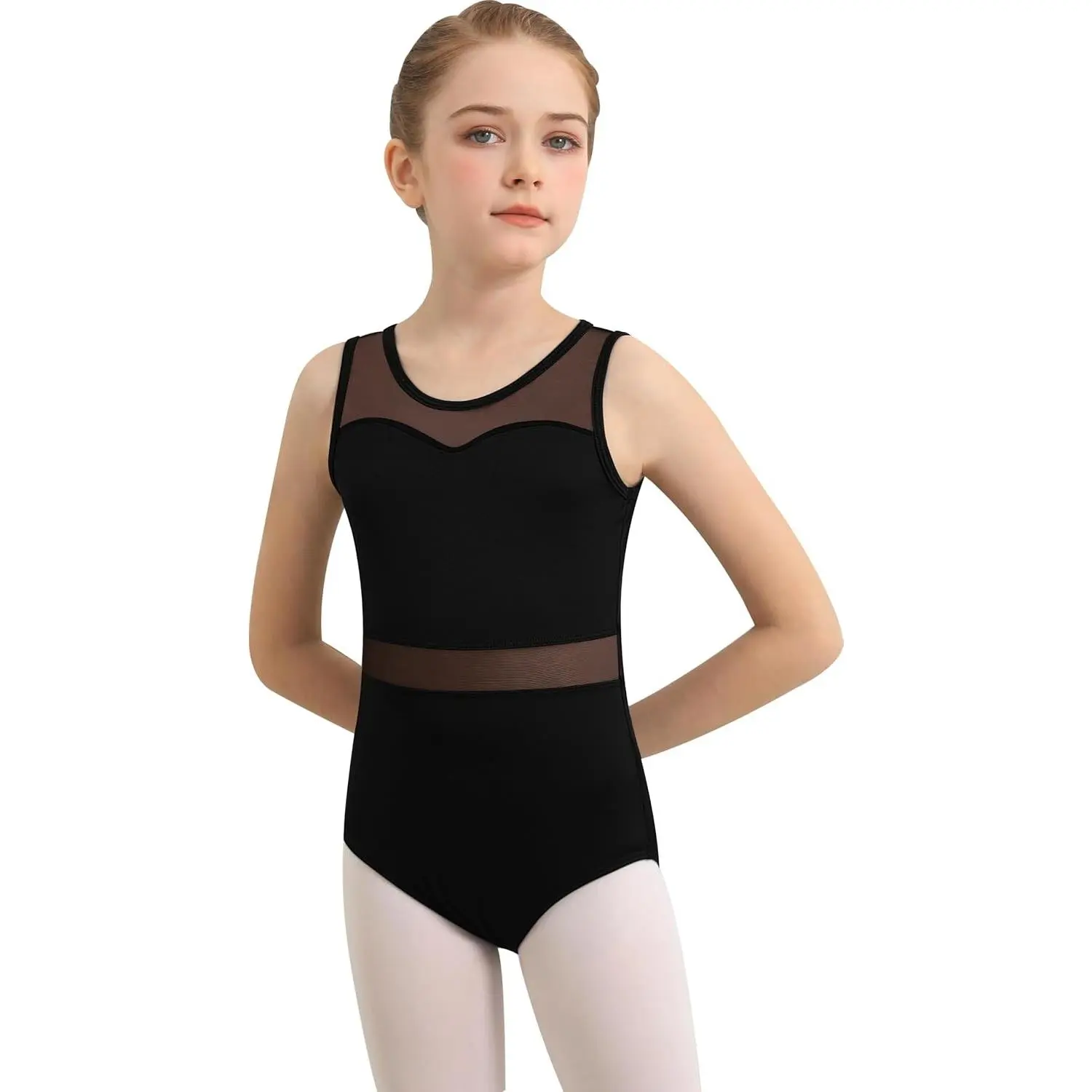Girls Mesh Ballet Leotard Dance Top with Lining(Gift)