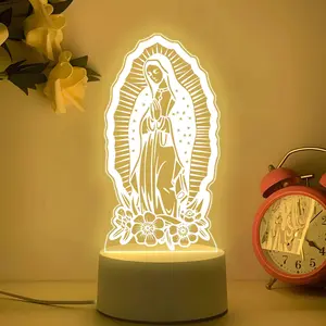 Saint Mary LED Night Light, USB Powered Warm Illusion Lamp, Religious Decor Light for Bedroom Desktop, Ideal Holiday & Religious Gifts