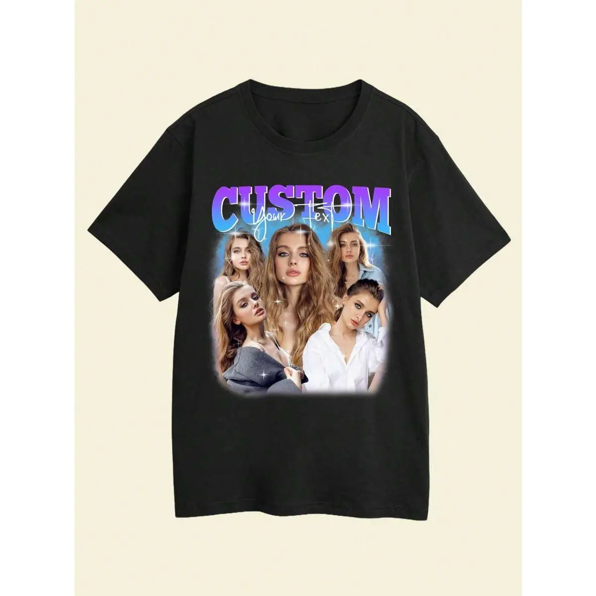 Custom Graphic Photo T Shirt Women & Men Personalize Image Tshirt Customized Bootleg Rap T-Shirt Valentines Gift Idea For Couples, Family & Friend Tee