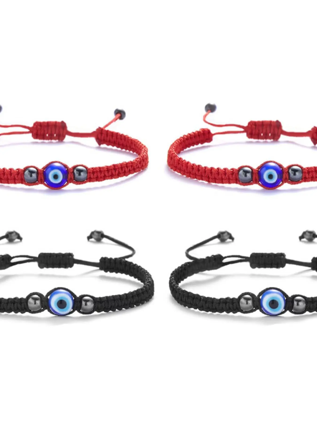 2pcs Blue Eyes Handmade Braided Bracelet Sets, Adjustable Size, Unisex Jewelry, Fashionable Accessory, Perfect Gift Idea