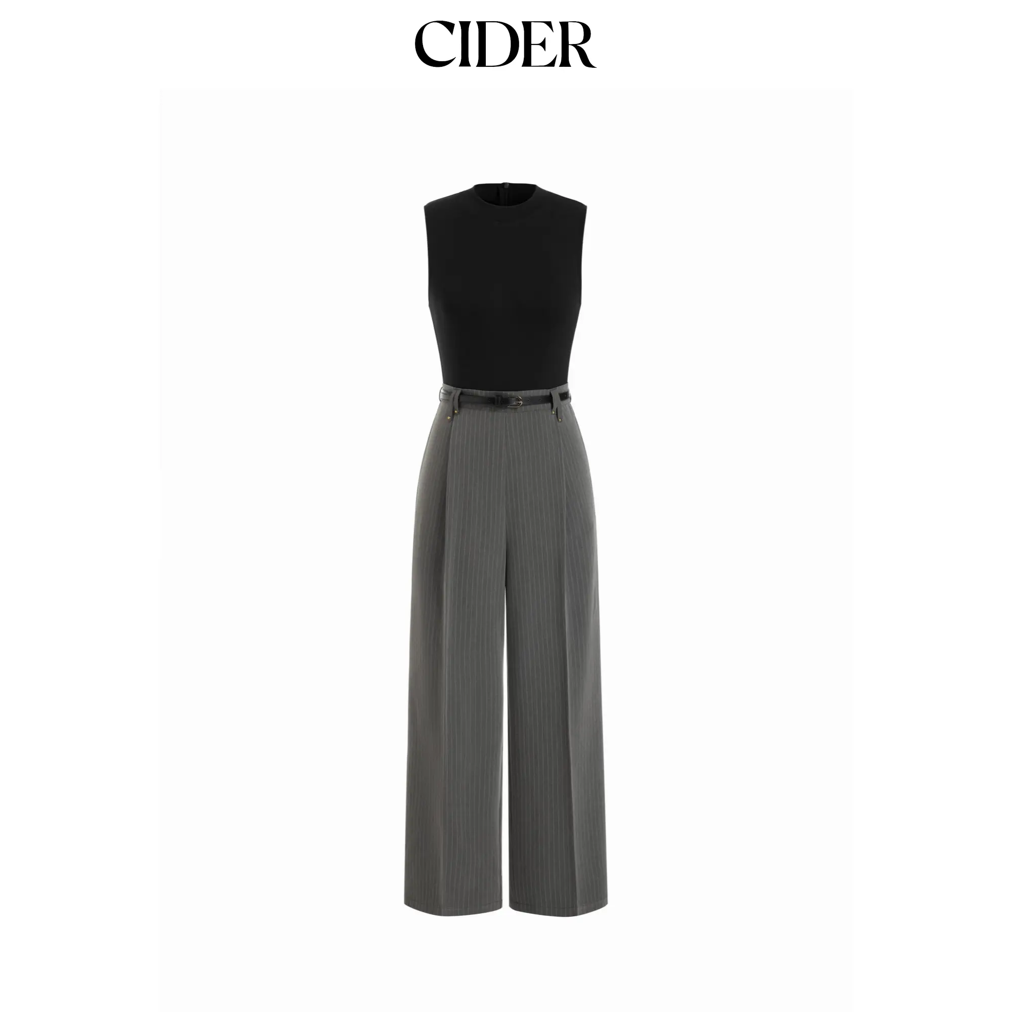 Cider High Neck Sleeveless Jumpsuit with Belt