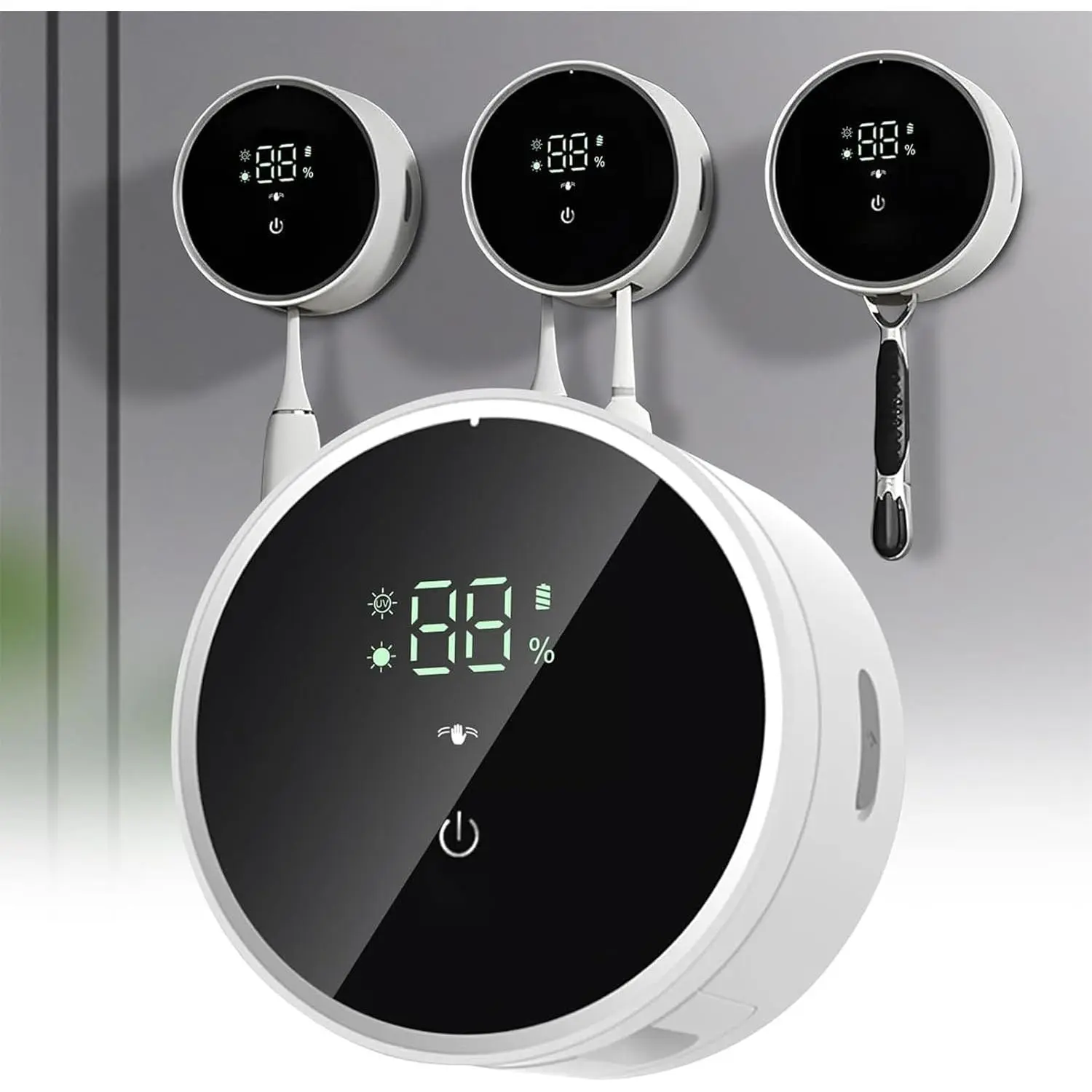 Toothbrush Holders Cleaner & Dryer for - Mirror Wall Mounted [, Auto Sensor Open/Close Lid, LED Screen] Electric Tooth Brush Holder with Cover for Home Travel
