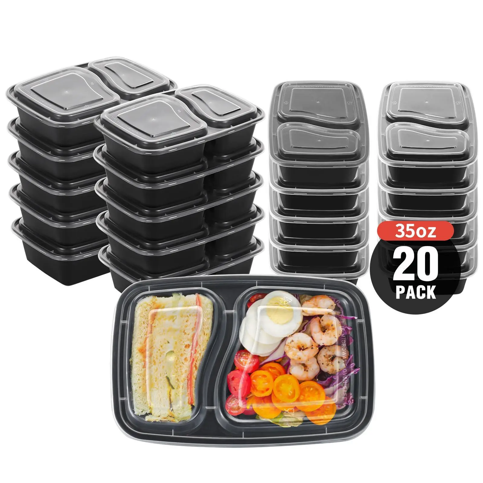 20 Pack Leakproof Meal Prep Container Food Storage Lids Stackable Disposable Food Containers Tray Food Clamshell Containers Clear Take Out Boxes with Lids Stackable Leakproof Microwave & Freezer Safe Meal Box Set, mothersdaygift#DealsForYouDays