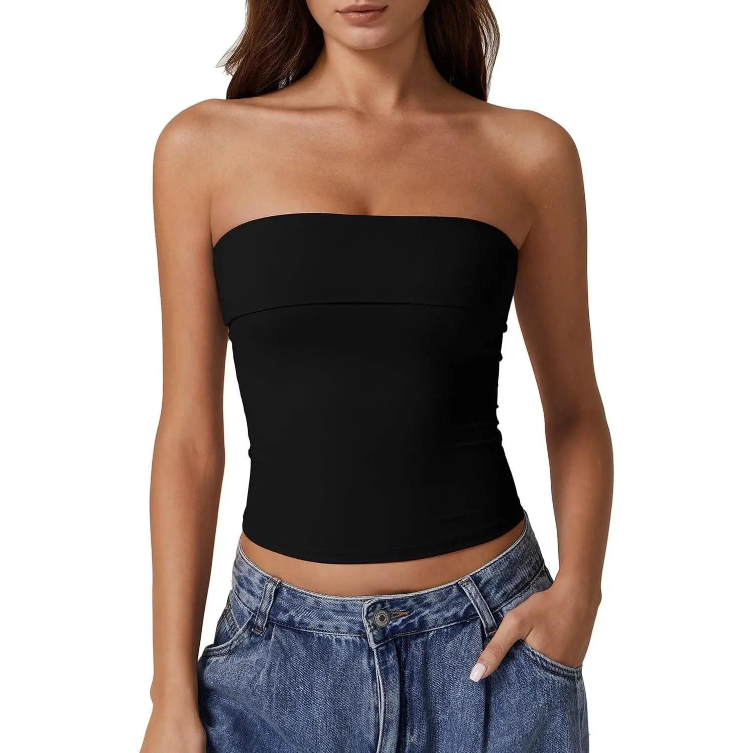 Women's Tube Tops Strapless Bandeau Tops Double Lined Slim Fit Summer Going Out Tank Tops