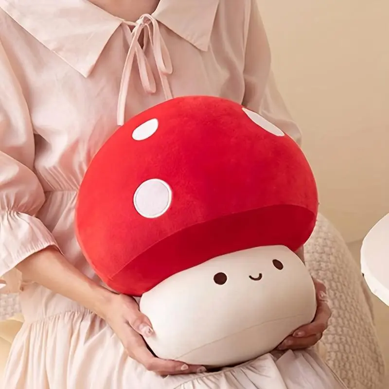 1pc 9.84/13.78inch Soft Cartoon Mushroom Plush Throw Pillow Kawaii Simulation Plant Toy Cute Doll Pillow Bed Sofa Couch Home Decor Pillow Stuffed Soft Dolls Thanksgiving Christmas Holiday Gift