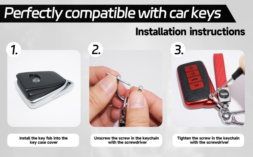 for Lexus Car Key Cover with Keychain,TPU for Lexus Key Fob Compatible with ES, is, GS, NX, LS, RX, RC, GX, LX, 570, 200, 250, 350, 460, 300F, 450h, 600h Red 4 Buttons Key Fob Cover