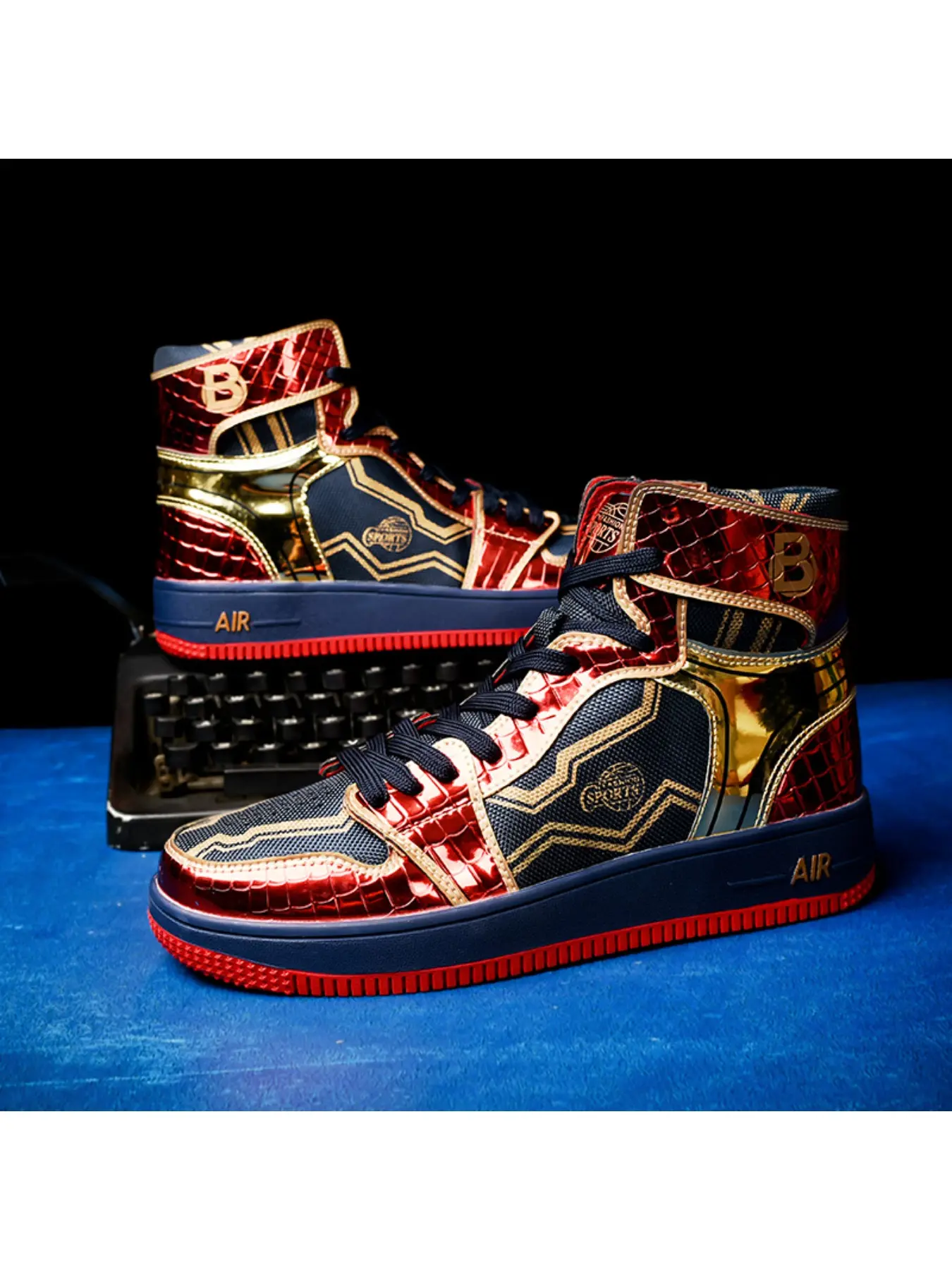 Men's High Top Sneakers, Dragon Embroidery, Thick Sole, Anti-Slip, Durable, Casual Canvas Shoes for Campus and Streetwear