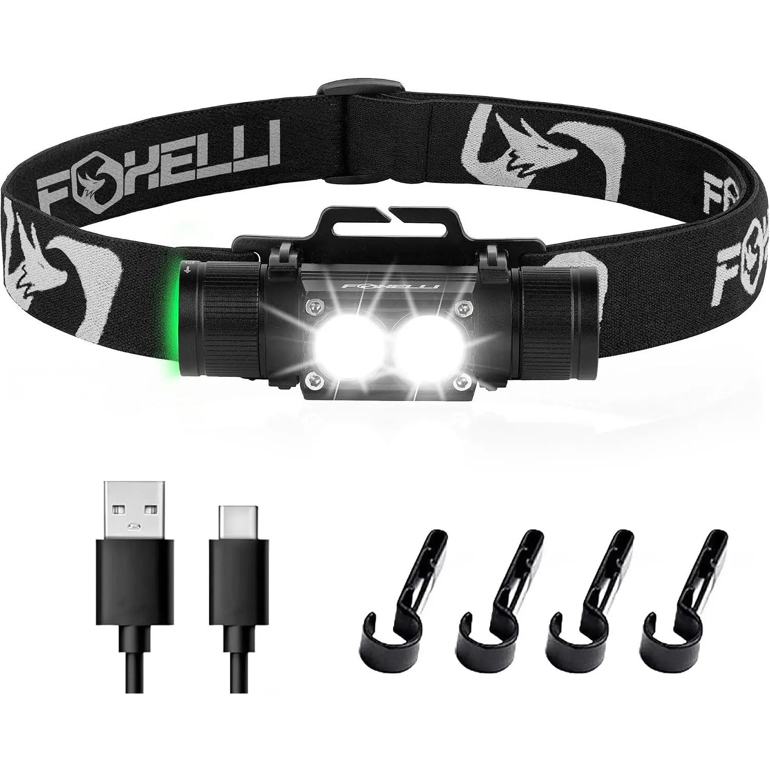 Ultra Bright Rechargeable Headlamp – IPX7 Waterproof, 1200 Lumen LED Light for Work & Outdoors, with Battery & Hooks - Perfect for Hard Hat or HelmetGift.