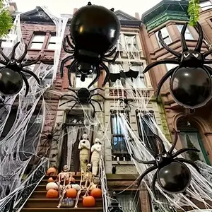 4pcs/Set Large Legged Spider and Big-Bellied Spider Shaped Foil Balloon Kit, Perfect for Halloween Party Decorations