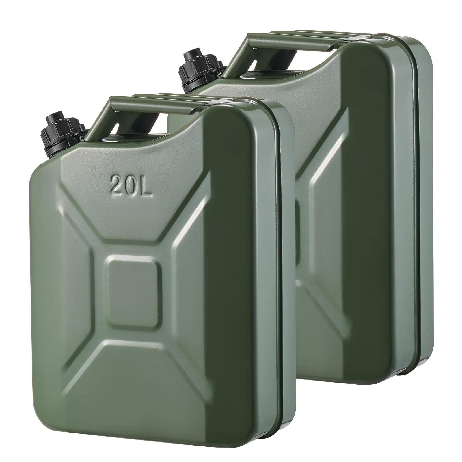 Metal Fuel Container, 5.3 Gallon Jerry Can with Spout, 6 L/min Flow Rate, Leakproof & Corrosion-Resistant Gas Tank for Cars, Motorcycles, ATV and UTV, Green