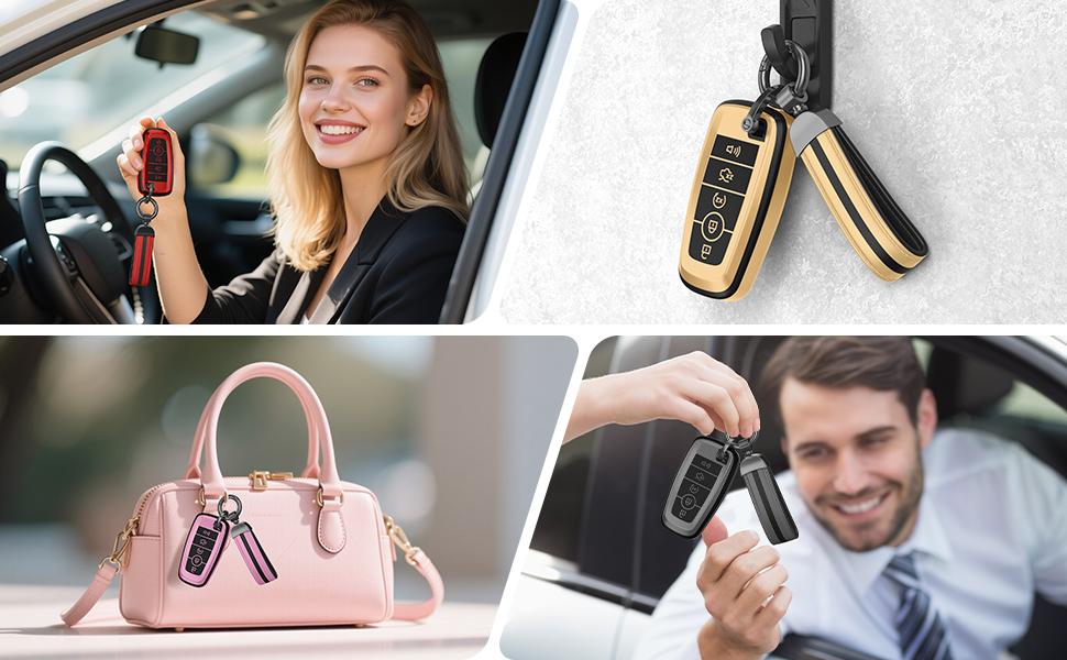 For Ford Key Fob Cover Accessories, Matte TPU Material,With a Cute Leather Keychain,For Explorer F150 Bronco Fion Escape Expedition Mtang Edge And Other Models. (Matte Red, Model1)