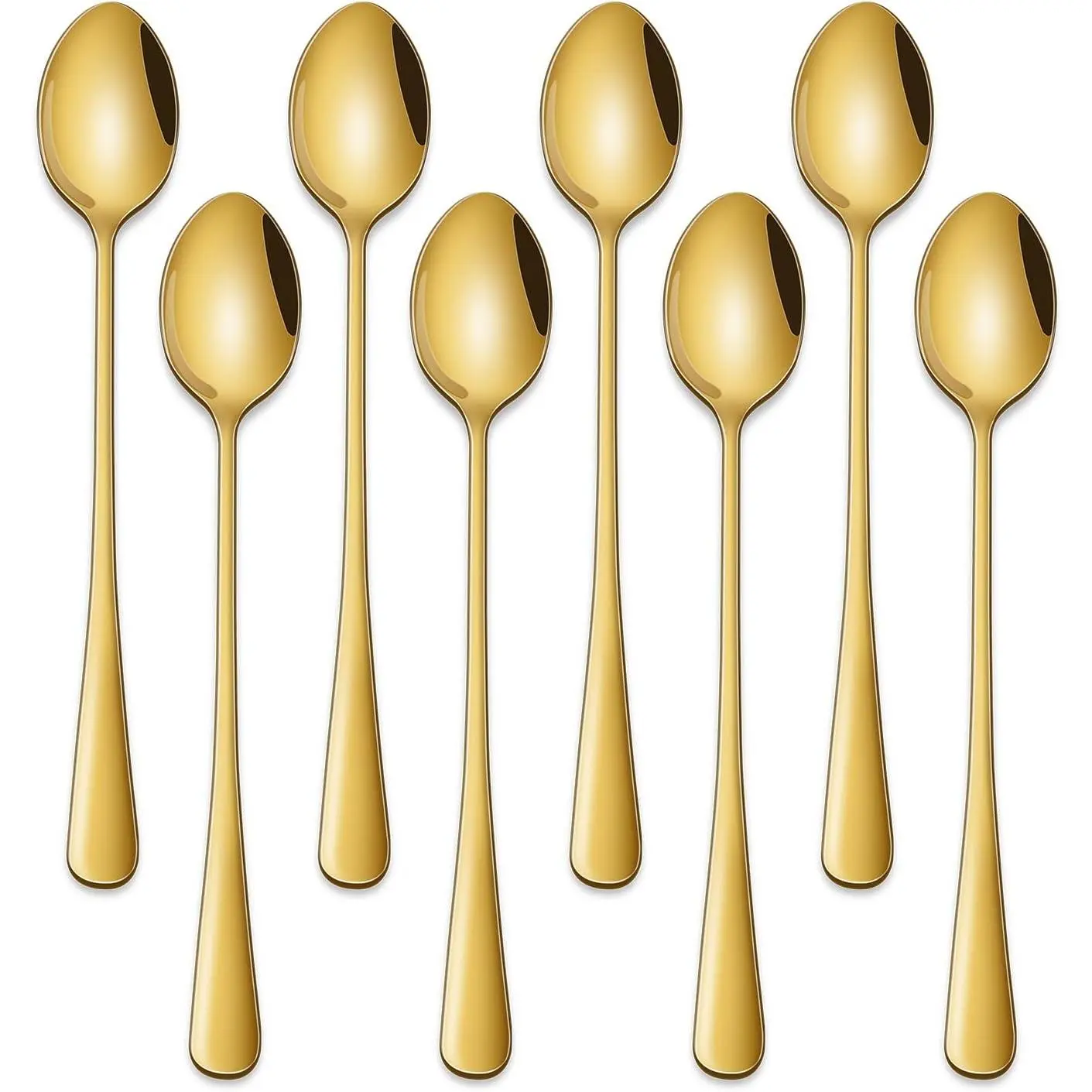 7.5 Inch  Iced  Spoons,Set Of 8 Stainless Steel Long Coffee Spoons,Long Handle Stirring Spoon For Dessert,Coctails,Ice Cream,Milk,Iced Teaspoons For Bar