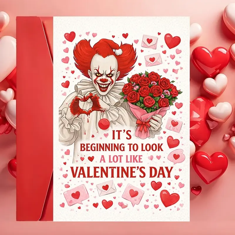 Funny Horror Valentine's Day Card, 1 Greeting Card + 1 Envelope, Unique Love Letter, Gift for Horror Couples, Halloween Fans, Romantic Occasions