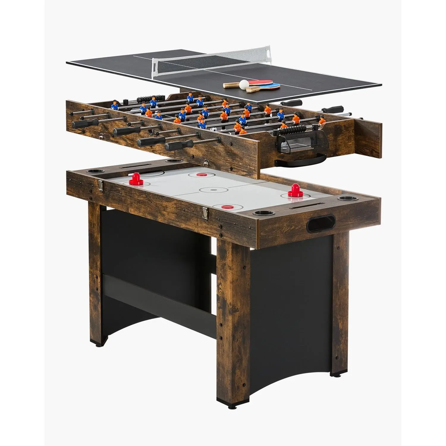 【Summerfinds】VEVOR 3-in-1 Combo Game Table Set, 54" Air Hockey Table, Multi Combination Table with Air Hockey, Ping Pong, Foosball, Pushers & Pucks, Air Powered Arcade Hockey Table for Family Game Room Office