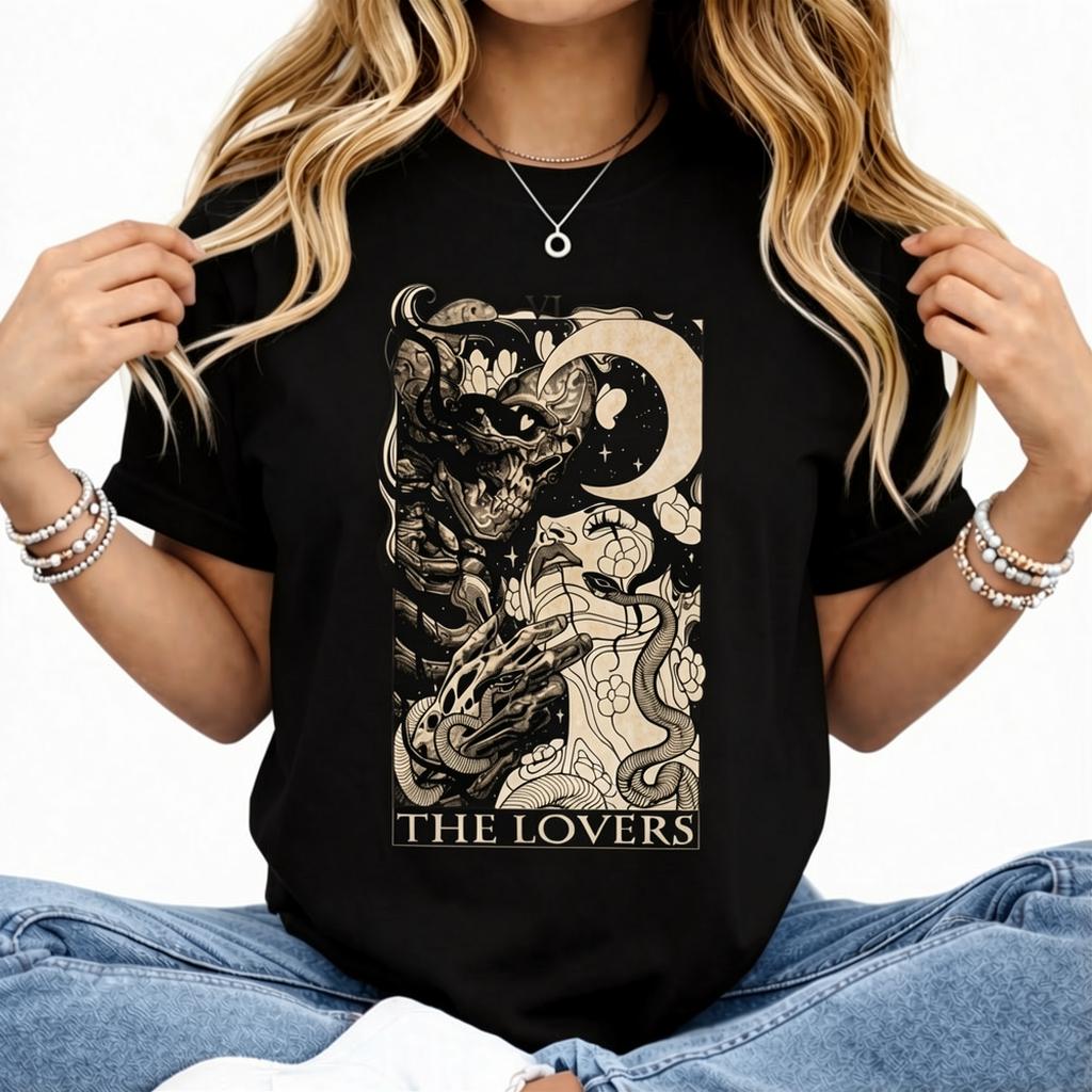 Tarot Shirt 'The Devil' Cards Washed Tee Tarot lover for Women's Vintage Tshirt