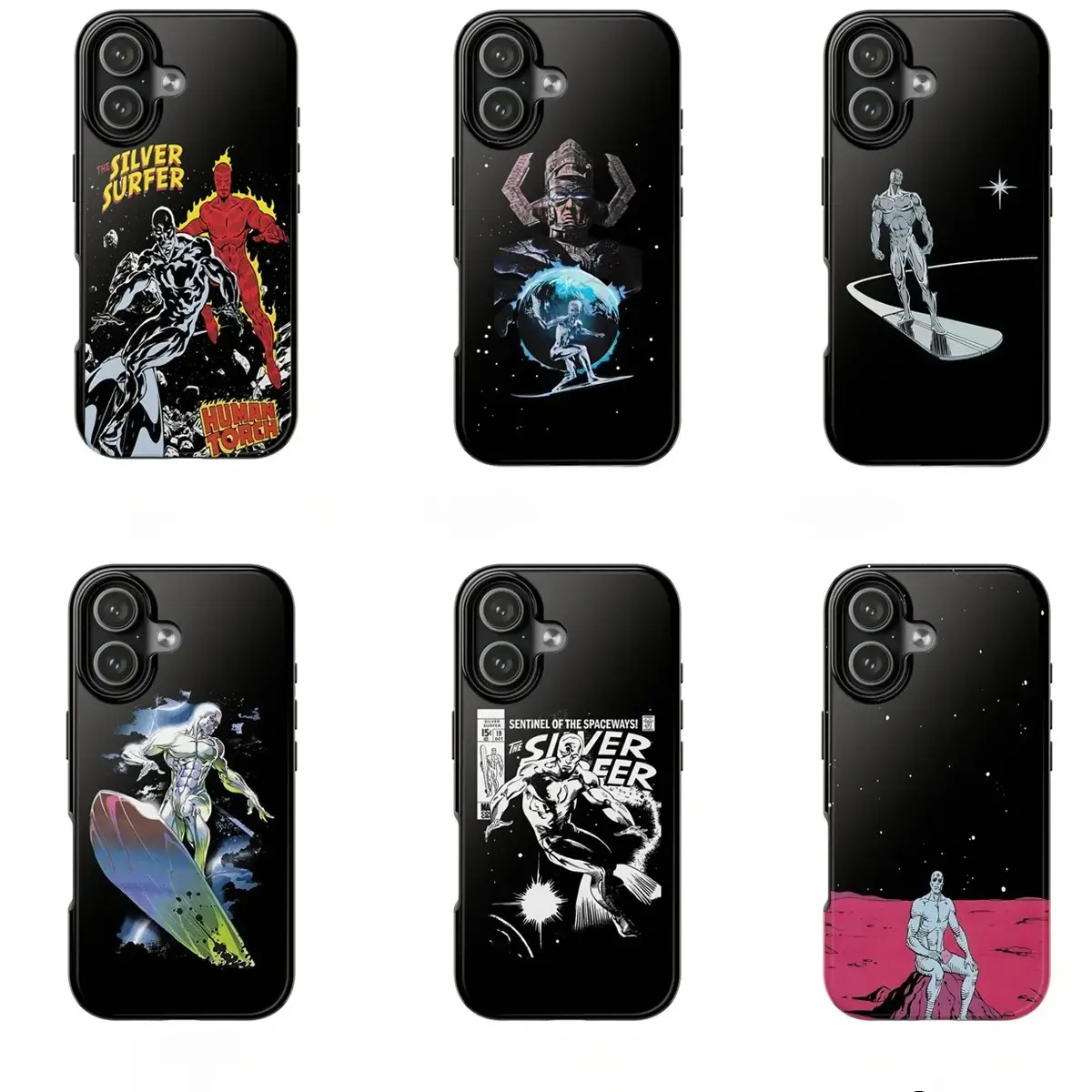 The Silver Surfer Glossy Phone Case For IPhone 17-11, Pro Max, Pro Plus, and Samsung S26-23 Safety Two-In-One Case Protection Safety Case