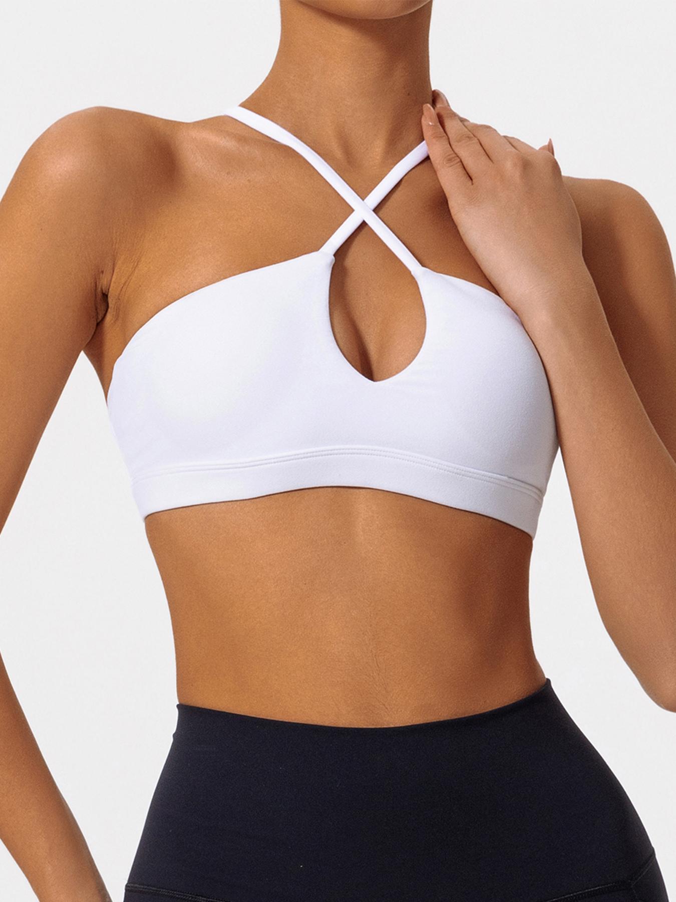 Women's Solid Color Criss Cross Athletic Fitted Sports Bra Exercise Bra, High Stretch Breathable Comfortable Quick-Dry Adjustable Spaghetti Strap Backless Wireless Bra, Ladies Sportswear for Indoor and Outdoor Wear, Adjustable Sports Bras, Workout Bras