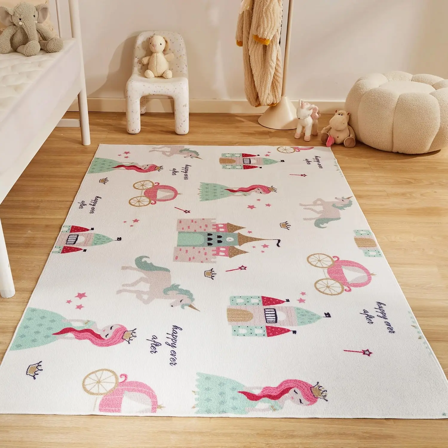 Rugs for Playroom, Area Rugs for Girls Bedroom Princess Castle, Washable  Carpet, Non Slip Rug Play Mat, Cute Room Decor for , 4X6