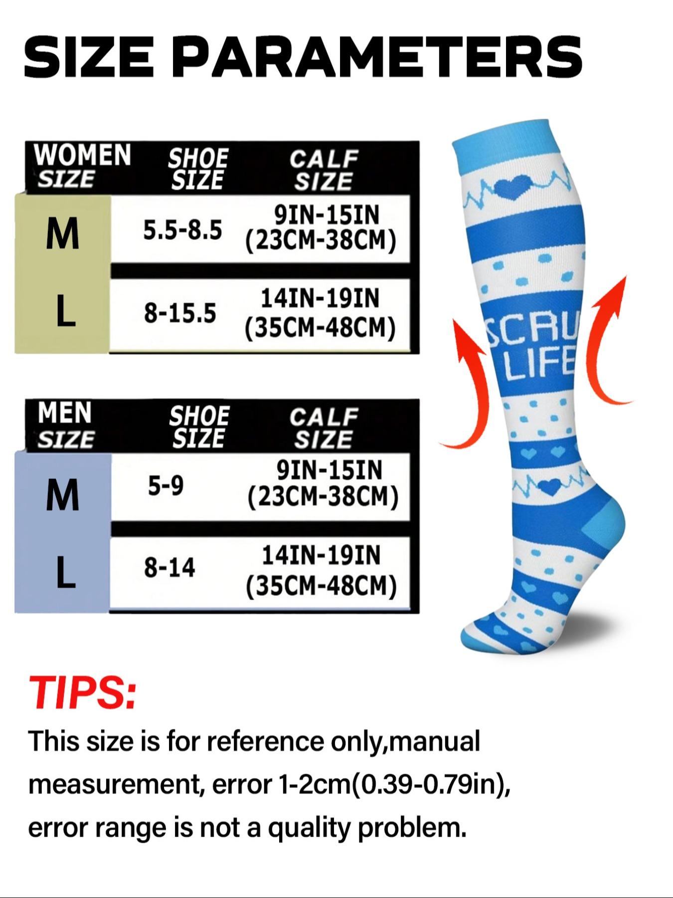 3 pairs of men's and women's compression socks with a compression rating of 15-20 mmHg in a knee-high design for running, performance and recovery, available in a range of colours to help improve circulation, Sports Socks