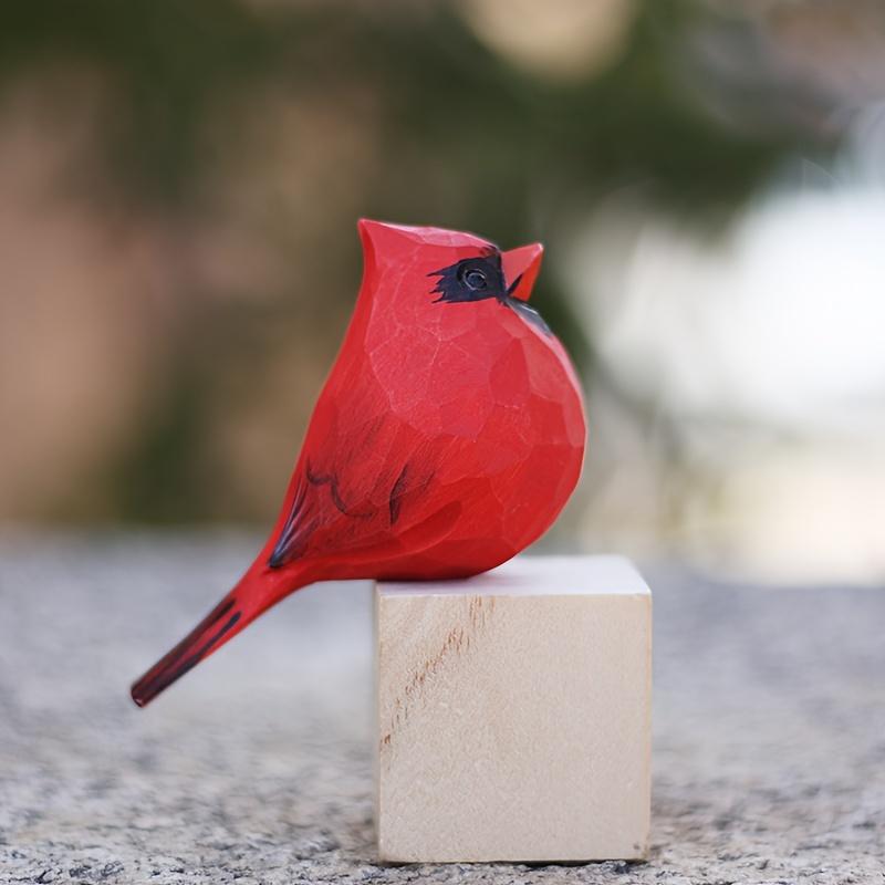 2 Red Cardinal Statues, Handmade Wooden Carved and Painted Bird Figurines, Various Bird Home Decorations, Best Gift for Bird Enthusiasts, Suitable for Birthdays, Christmas Gifts, Suitable for Home and Friends, Garden Tool Set