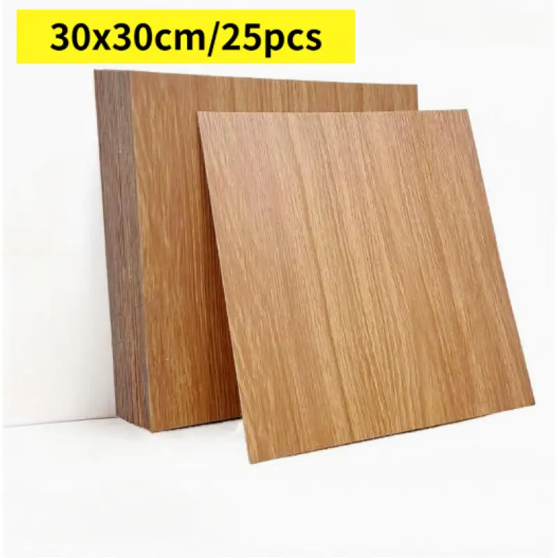 30x30cm PVC Waterproof Self-Adhesive Floor Tiles, Real Wood Grain Texture, Directly Lay on Concrete, Warm Look for Walls and Floors