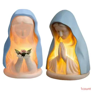 Blessed Mother Mary Night Light, Warm Lighting Figure Craft, Home Decor Light, Indoor Lighting, Decorative Night Light, Catholic Night Light for Home, House, Birthday, Nursery, College Room, Nightlight For Bedroom, Decorative Ambiance Lighting, Night Lamp