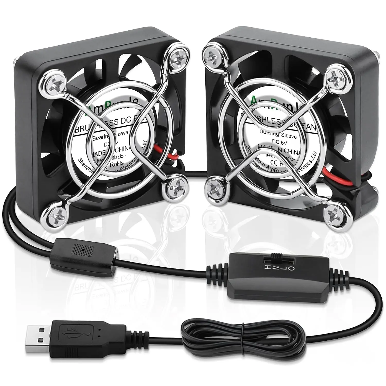 40mm USB Fan 2pcs, 5V Mini Cooling Brushless Fan with Speed Control - 4010 Small Box Fan for PC Computer PlayStation Xbox Router Terrarium Aquarium Welding Helmet Raspberry PiGift