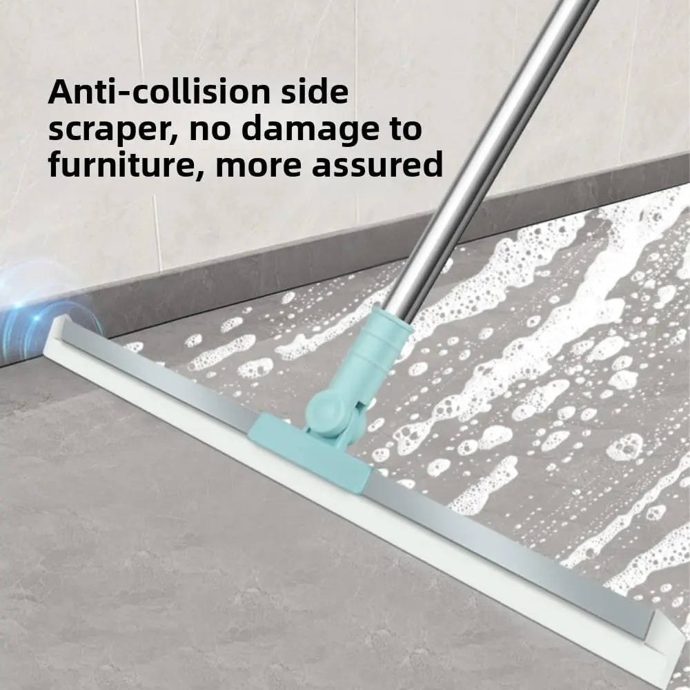 Rubber squeegee for concrete floors and tile floors, or standard window squeegees, 2-in-1 long-handle window cleaner, suitable for high windows (50 cm, recyclable)