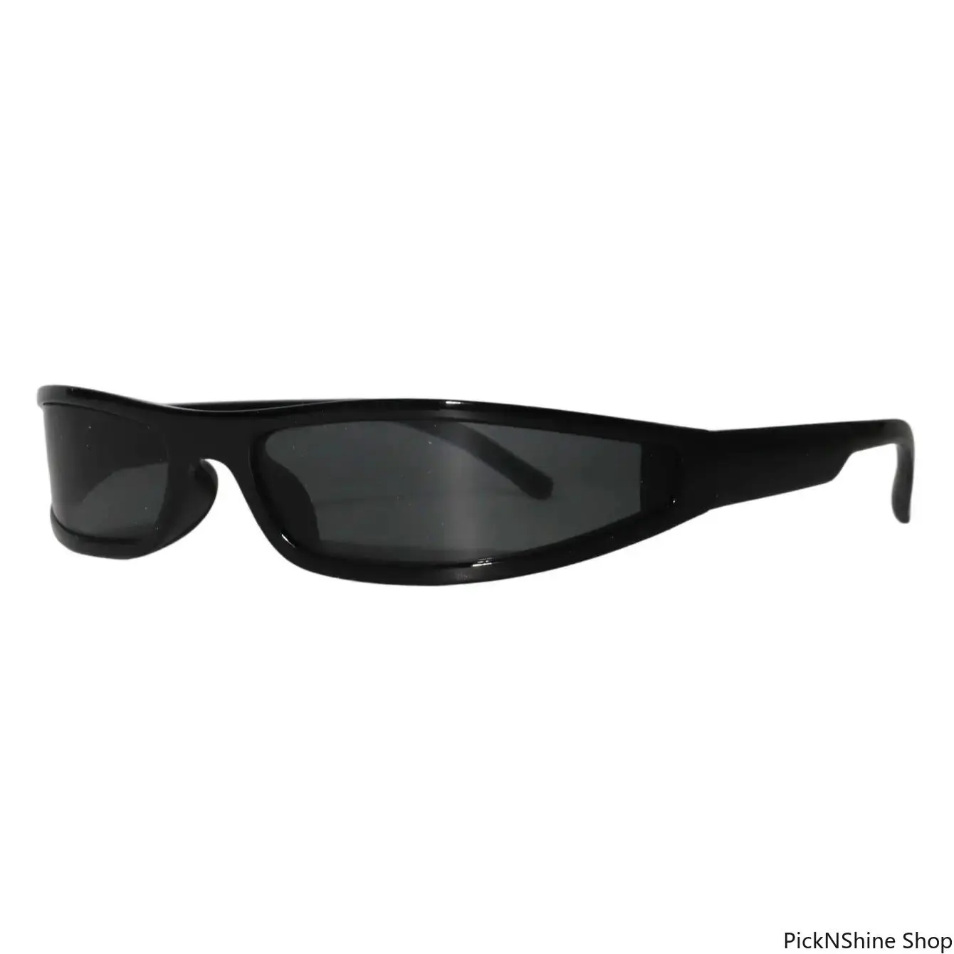 Vintage Narrow Shield Glasses Solid Black Frame Lightweight UV400 For Women Daily Commute Dark Y2K Aesthetic Classic 90s Retro Shades Face Slimming Sun Protection