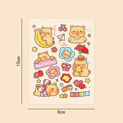 Limited Edition Cute Cartoon PVC Stress Relief Decorative Stickers - Craft Journal PVC Stickers for Kids' Journals, Girls' Card Decor