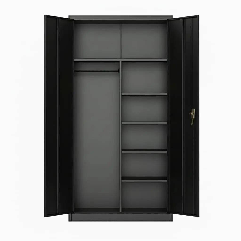 Heavy-Duty Storage Cabinet – Industrial Steel Wardrobe Locker with Locking Doors, Adjustable Shelves, Hanging Rod – Freestanding Closet for Garage, Office, Home, Gym – Secure & Durable Organization
